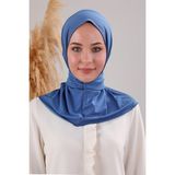 Melodi Scarf Kadın Tesettür Pratik Çıtçıtlı Sandy Fular Hazır Deniz Havuz Uyumlu Bone Indigo - Standart - İndigo