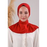 Melodi Scarf Kadın Tesettür Pratik Çıtçıtlı Sandy Fular Hazır Deniz Havuz Uyumlu Bone Kırmızı - Standart