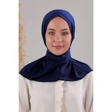 Melodi Scarf Kadın Tesettür Pratik Çıtçıtlı Sandy Fular Hazır Deniz Havuz Uyumlu Bone Lacivert - Standart