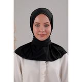 Melodi Scarf Kadın Tesettür Pratik Çıtçıtlı Sandy Fular Hazır Deniz Havuz Uyumlu Bone Siyah - Standart