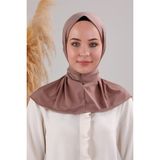 Melodi Scarf Kadın Tesettür Pratik Çıtçıtlı Sandy Fular Hazır Deniz Havuz Uyumlu Bone Sütlü Kahve - Standart