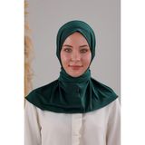 Melodi Scarf Kadın Tesettür Pratik Çıtçıtlı Sandy Fular Hazır Deniz Havuz Uyumlu Bone Zümrüt Yeşili - Standart