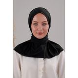 Melodi Scarf Kadın Tesettür Pratik Çıtçıtlı Sandy Fular Hazır Deniz Havuz Uyumlu Şal Siyah