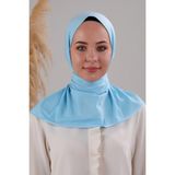 Melodi Scarf Kadın Tesettür Pratik Çıtçıtlı Sandy Fular Hazır Şal Bebe Mavisi