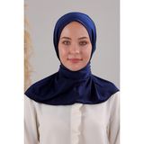 Melodi Scarf Kadın Tesettür Pratik Çıtçıtlı Sandy Fular Hazır Şal Lacivert