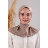 Melodi Scarf Kadın Tesettür Pratik Çıtçıtlı Sandy Fular Hazır Şal Vizon