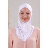 Melodi Scarf Tesettür Hijab Çapraz Deniz Havuz Spor Boyunluklu Penye Bone Ekru