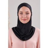 Melodi Scarf Tesettür Hijab Çapraz Deniz Havuz Spor Boyunluklu Penye Bone Siyah