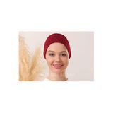 Melodi Scarf Tesettür Silikonlu Kaymaz Bone - Likralı Bağlamalı Bone - Sıkmayan Rahat Nefes Alan Kumaş Bordo