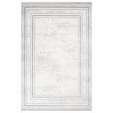 Melodie Gri Çerçeveli Modern Geometrik Etnik Desenli Boho Makinada Yıkanabilir Hafif Hav Toz Vermez Leke Tutmaz Kaymaz Taban Dijital Makine Baskı Halı Oturma Odası Salon Yolluk Koridor Mutfak Halısı