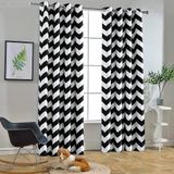 Melodieux Oturma Odası Yemek Odası için Moda Zikzak Perdeler, Karartma Halkalı Üst Pencere Perdeleri Yatak Odası için Ses Geçirmez Isı Yalıtımı, 241 cm Uzunluk, 132 x 226 cm, Siyah ve Beyaz (1 Panel)