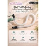 Melodika Yedek Hortum Ve Başlık Seti 32 & 37 Tuş Uyumlu Esnek Spiral Hortum Beyaz