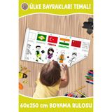 Melolisa 60 x 250 cm Ülke Bayrakları Temalı Boyama Rulosu Çocuklar İçin Yaratıcılığı Teşvik Edici