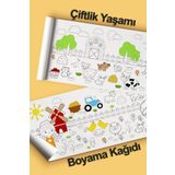 Melolisa Çiftlik Yaşamı Dev Boyama Kağıdı 2.5 Metre Tatil Aktivite Rulosu - Çocuk Eğitici Boya Rulo Kağıt