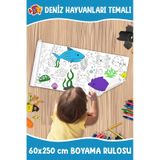 Melolisa Deniz Hayvanları Temalı Dev Boyama Rulosu Bebek Ve Çocuk Için Eğitici 60x250 Cm Aktivite Kağıdı
