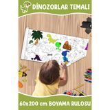 Melolisa Dinozor Temalı Dev Boyama Kağıdı 2 Metre Sevimli Dinozorlar Aktivite Rulosu - Çocuk Eğitici Rulo - Beyaz - 1 Adet