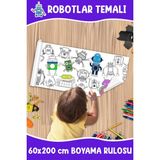 Melolisa Robotlar Dev Boy Boyama Kağıdı - Farm Kids Coloring Roll - Giant Painting Paper Roll For Kids - Beyaz - 1 Adet