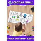 Melolisa Robotlar Temalı Dev Boyama Rulosu Bebek Ve Çocuk Için Eğitici 60x250 Cm Aktivite Kağıdı