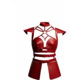 Melonika Kırmızı Etek Deri Tokalı Zımbalı Kısa Etek - BRF1371 - Siyah - L - XL