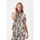 Melonika Pjs 29049 Kadın Düğmeli Pijama Takım - Leopar - 40