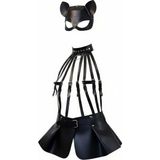 Melonika Siyah Etek Deri Harness Detaylı Etek Zımbalı Mini Etek - BRF1313 - Kırmızı - S - M