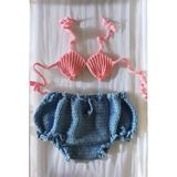 Melonndesign Örgü İstiridye Bebek Bikini Takımı