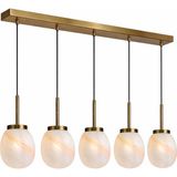 Melora Cam Sarkıt Avize | Modern Krem Mermer Desenli Cam |5li Yemekmasası - Eskitme - Gold
