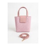 Melos Butik Kadın Pudra Pembe Monogram Desenli Kova Model El Ve Omuz Çantası