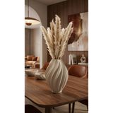 Melse Home's Seramik Dokulu Dalgalı Modern Vazo,Bej,Krem,Bohem