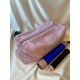 Melsea Peluş Saç Şekillendirici Seyahat Çantası Dyson Airwrap Uyumlu Elyaf Dolgulu Kapitone Organizer Çanta - Pudra Pembe