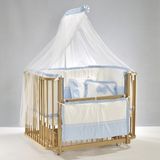 Meltem Kids Bambino Sallanır Anne Yanı Beşik Ahşap Bebek Beşiği 70x110 cm (naturel-mavi)