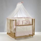 Meltem Kids Bambino Sallanır Anne Yanı Beşik Ahşap Bebek Beşiği 70x110 cm (naturel-pembe)