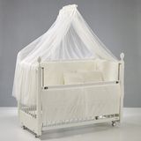 Meltem Kids Kral Sallanır Anne Yanı Beşik Ahşap Bebek Beşiği 60x120 cm (beyaz-krem)