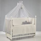 Meltem Kids Kral Sallanır Anne Yanı Beşik Ahşap Bebek Beşiği 60x120 cm (beyaz-motto gri) - Beyaz - Gri