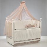 Meltem Kids Kral Sallanır Anne Yanı Beşik Ahşap Bebek Beşiği 60x120 cm (beyaz-motto pudra) - Beyaz - Pudra