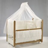 Meltem Kids Mia Sallanır Anne Yanı Beşik Ahşap Bebek Beşiği 60x120 cm (naturel-ekru)