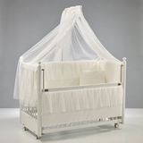 Meltem Kids Mondo Anne Yanı Ahşap Sallanır Beşik 60x120 cm (beyaz-ekru) - Beyaz - Ekru