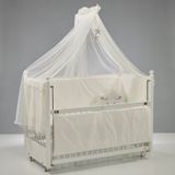 Meltem Kids Mondo Sallanır Ahşap Anne Yanı Beşik 60x120 cm (beyaz-motto ekru) Ekru
