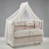 Meltem Kids Mondo Sallanır Anne Yanı Beşik Ahşap Bebek Beşiği 60x120 cm (beyaz-pretty) - Beyaz - Pembe