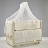 Meltem Kids Mondo Sallanır Anne Yanı Beşik Ahşap Bebek Beşiği 60x120 cm (krem-ekru)