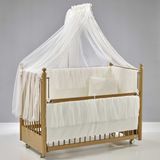 Meltem Kids Mondo Sallanır Anne Yanı Beşik Ahşap Bebek Beşiği 60x120 cm (naturel-ekru)