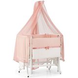 Meltem Kids Mood Sallanır Anne Yanı Beşik Ahşap Bebek Beşiği 50x90 cm (beyaz-pembe)