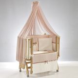 Meltem Kids Mood Sallanır Anne Yanı Beşik Ahşap Bebek Beşiği 50x90 cm (naturel-pembe)