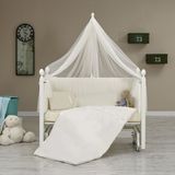 meltemkids Kral Anne Yanı Ahşap Sallanır ve Asansörlü Beşik Beyaz 60x120 cm