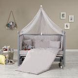 meltemkids Kral Anne Yanı Ahşap Sallanır ve Asansörlü Beşik Gri 60x120 cm