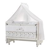 meltemkids Woody Anne Yanı Ahşap Sallanır ve Asansörlü Beşik 60x120 cm