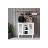 melura home Kahve Kiler-kahve Köşesi %100 Mdf 90 Cm Panjur Kapak Lake Ahşap Ayaklı Çok Amaçlı Dolap