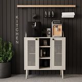 Melura Home Kahve Kiler-kahve Köşesi %100 Mdf Lake Ahşap Ayak Çok Amaçlı Dolap Bej