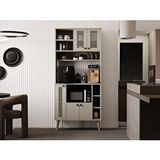 Melura Home Kahve Köşesi 90 Cm %100 Mdf Panjur Kapak Çok Amaçlı Dolap Bej