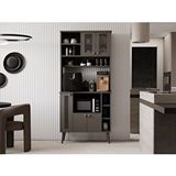 Melura Home Kahve Köşesi 90 Cm %100 Mdf Panjur Kapak Çok Amaçlı Dolap Gri